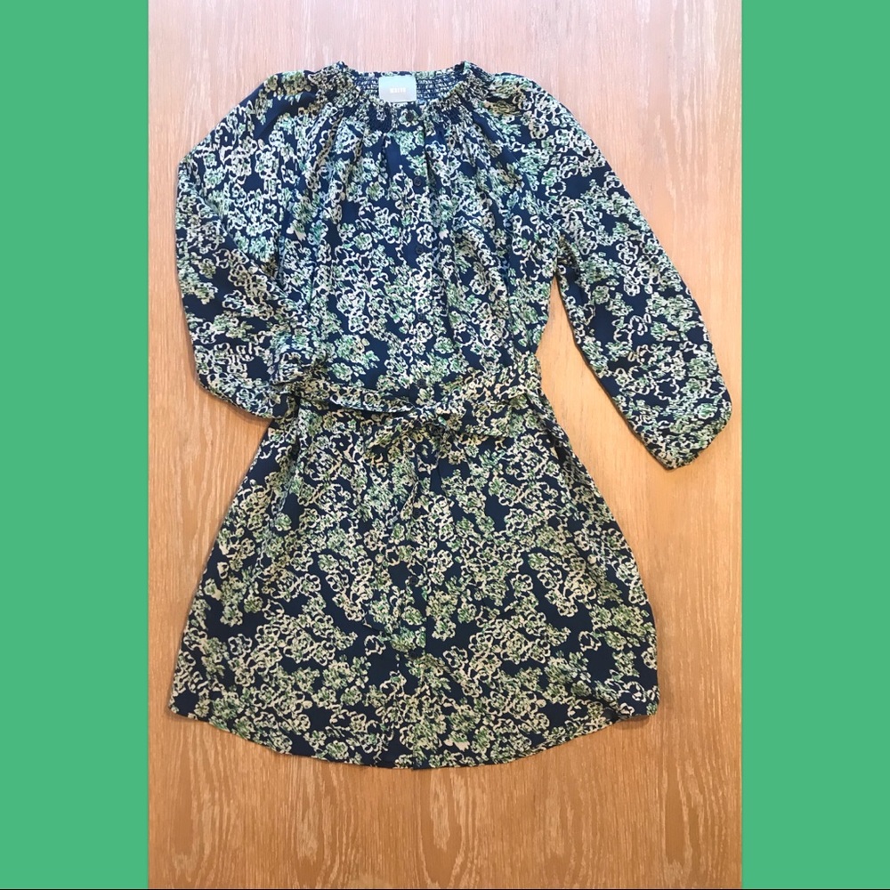 Anthropologie Maeve button up tie front dress sz L